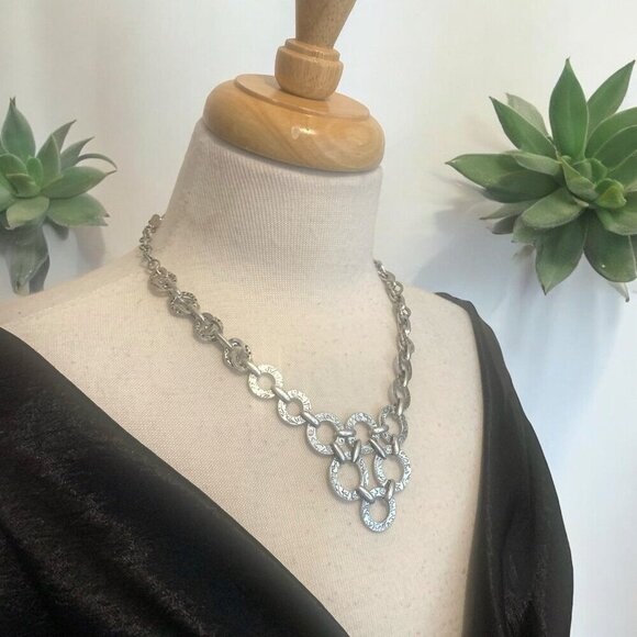 Vintage CHICO'S Silver-Tone 16" Circle Link Necklace - Picture 1 of 11